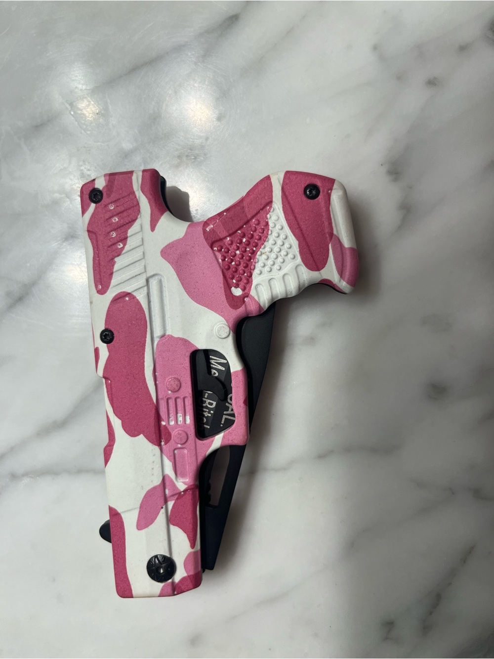 Pink and White Camo Compact Pocket Knife - Picture 2 of 4